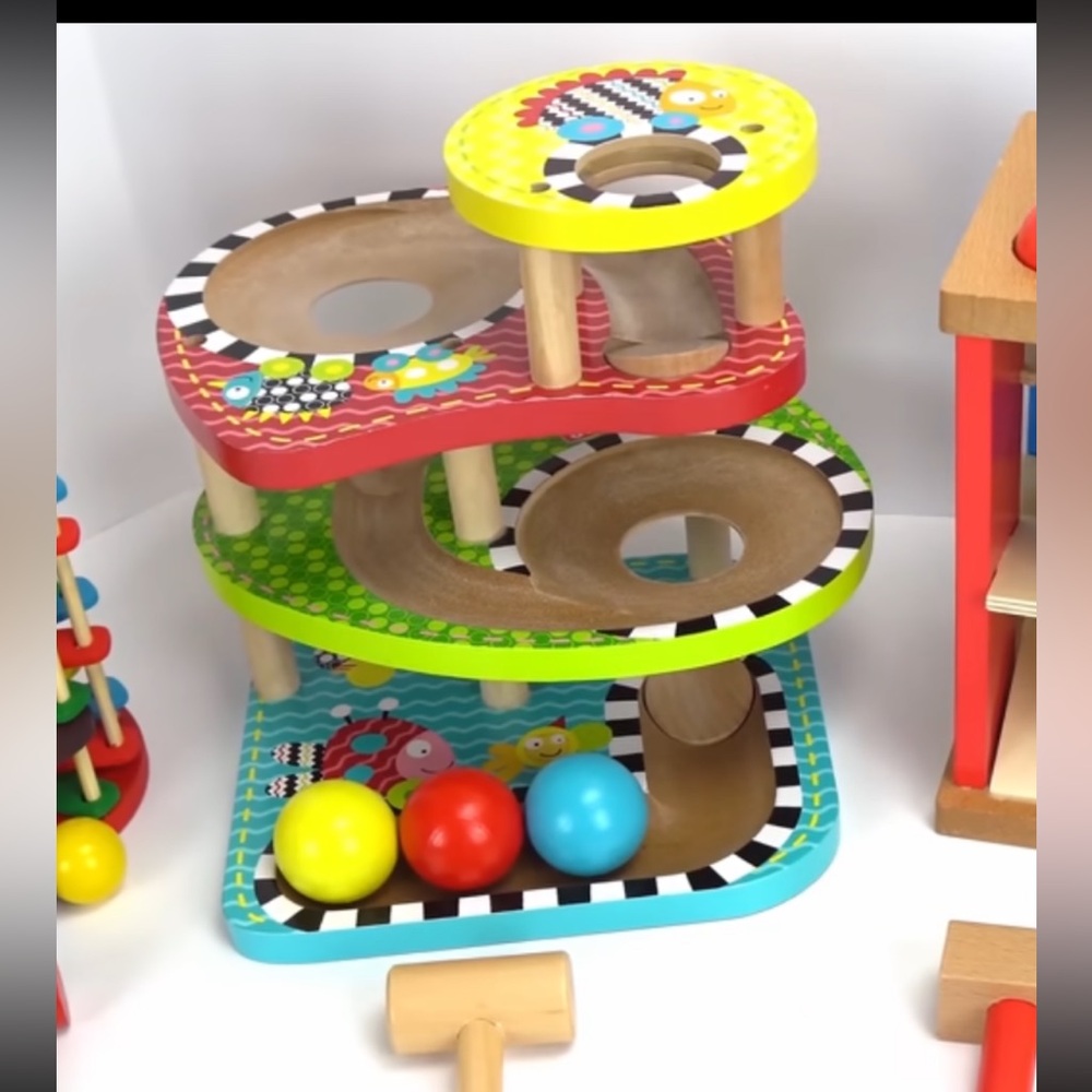 In search of this toy-  Wooden Ball Drop Toy - Colorful Yellow Red Green Blue